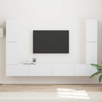 TV Cabinet Set 8 pcs White Engineered Wood