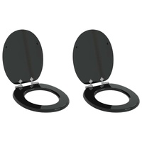 Soft-Close Toilet Seat 2 pcs Black 44 x 38 cm MDF board