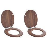 Soft-Close Toilet Seat 2 pcs Brown 44 x 38 cm MDF board
