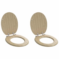 Soft-Close Toilet Seat 2 pcs Light Bamboo Color 44 x 38 cm