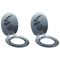 Soft-Close Toilet Seat 2 pcs Grey 44 x 38 cm MDF board