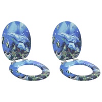 Soft-Close Toilet Seat 2 pcs Blue 44 x 38 cm MDF board
