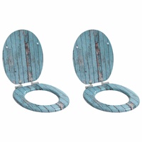 Soft-Close Toilet Seat 2 pcs Blue 44 x 38 cm MDF board
