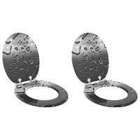 Soft-Close Toilet Seat 2 pcs Grey 44 x 38 cm MDF board