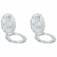 Soft-Close Toilet Seat 2 pcs Blue and White Porcelain MDF board