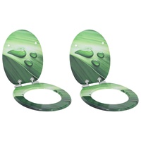 Soft-Close Toilet Seat 2 pcs Green Drop 44 x 38 cm MDF board