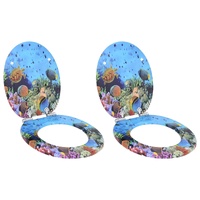 Soft-Close Toilet Seat 2 pcs Deep Sea Blue 44 x 38 cm MDF board