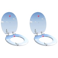 Soft-Close Toilet Seat 2 pcs Blue 44 x 38 cm MDF board