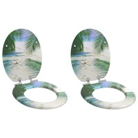 Soft-Close Toilet Seat 2 pcs Green 44 x 38 cm MDF board