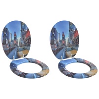 Soft-Close Toilet Seat 2 pcs Grey 44 x 38 cm MDF board