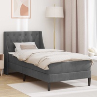 Bed Frame with Mattress Dark Grey 90 x 190 cm Velvet
