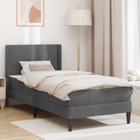 Bed Frame with Mattress Dark Grey 90 x 200 cm Velvet