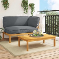 Sofa Set with Cushion Plain 2 pcs Anthracite Solid Acacia Wood
