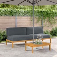 Sofa Set with Cushion Plain 2 pcs Anthracite Solid Acacia Wood