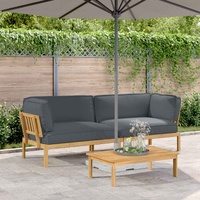 Sofa Set with Cushion Plain 2 pcs Anthracite Solid Acacia Wood