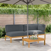 Sofa Set with Cushion Plain 3 pcs Anthracite Solid Acacia Wood