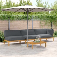 Sofa Set with Cushion Plain 4 pcs Anthracite Solid Acacia Wood
