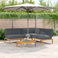 Sofa Set with Cushion Plain 4 pcs Anthracite Solid Acacia Wood
