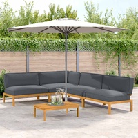 Sofa Set with Cushion Plain 5 pcs Anthracite Solid Acacia Wood