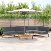 Sofa Set with Cushion Plain 5 pcs Anthracite Solid Acacia Wood