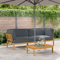 Sofa Set with Cushion Plain 2 pcs Anthracite Solid Acacia Wood