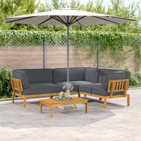 Sofa Set with Cushion Plain 4 pcs Anthracite Solid Acacia Wood
