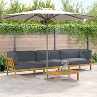 Sofa Set with Cushion Plain 4 pcs Anthracite Solid Acacia Wood