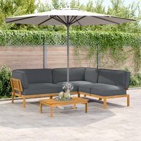 Sofa Set with Cushion Plain 4 pcs Anthracite Solid Acacia Wood