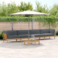 Sofa Set with Cushion Plain 5 pcs Anthracite Solid Acacia Wood