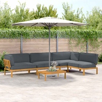 Sofa Set with Cushion Plain 5 pcs Anthracite Solid Acacia Wood