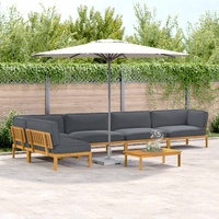 Sofa Set with Cushion Plain 6 pcs Anthracite Solid Acacia Wood