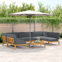 Sofa Set with Cushion Plain 6 pcs Anthracite Solid Acacia Wood