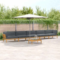 Sofa Set with Cushion Plain 6 pcs Anthracite Solid Acacia Wood