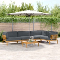 Sofa Set with Cushion Plain 5 pcs Anthracite Solid Acacia Wood