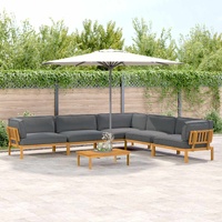 Sofa Set with Cushion Plain 6 pcs Anthracite Solid Acacia Wood
