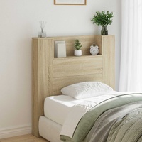 Storage Headboard with LED Sonoma Oak Engineered Wood