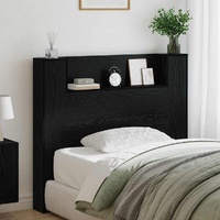 Storage Headboard with LED Black Oak Engineered Wood