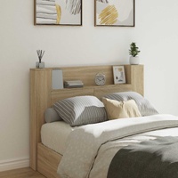 Storage Headboard with LED Sonoma Oak Engineered Wood