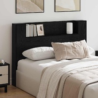 Storage Headboard with LED Black Oak Engineered Wood
