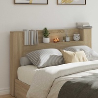 Storage Headboard with LED Sonoma Oak Engineered Wood