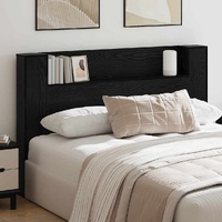 Storage Headboard with LED Black Oak Engineered Wood