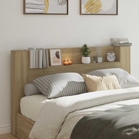Storage Headboard with LED Sonoma Oak Engineered Wood