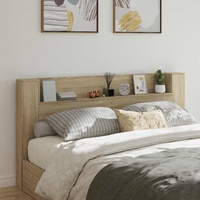Storage Headboard with LED Sonoma Oak Engineered Wood