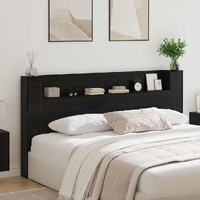 Storage Headboard with LED Black Oak Engineered Wood