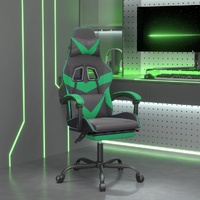 Swivel Gaming Chair with Footrest Black&Green Faux Leather