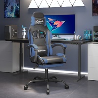 Swivel Gaming Chair with Footrest Black&Blue Faux Leather