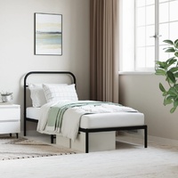Metal Bed Frame without Mattress with Headboard Black 90x190 cm