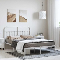 Metal Bed Frame without Mattress with Headboard White 150x200 cm