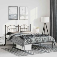 Metal Bed Frame without Mattress with Headboard Black 135x190 cm