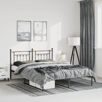 Metal Bed Frame without Mattress with Headboard Black 135x190 cm